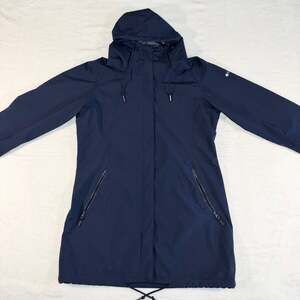 Columbia Women's Interchange Midnight Blue Long Hooded Rain Wind Jacket Size M
